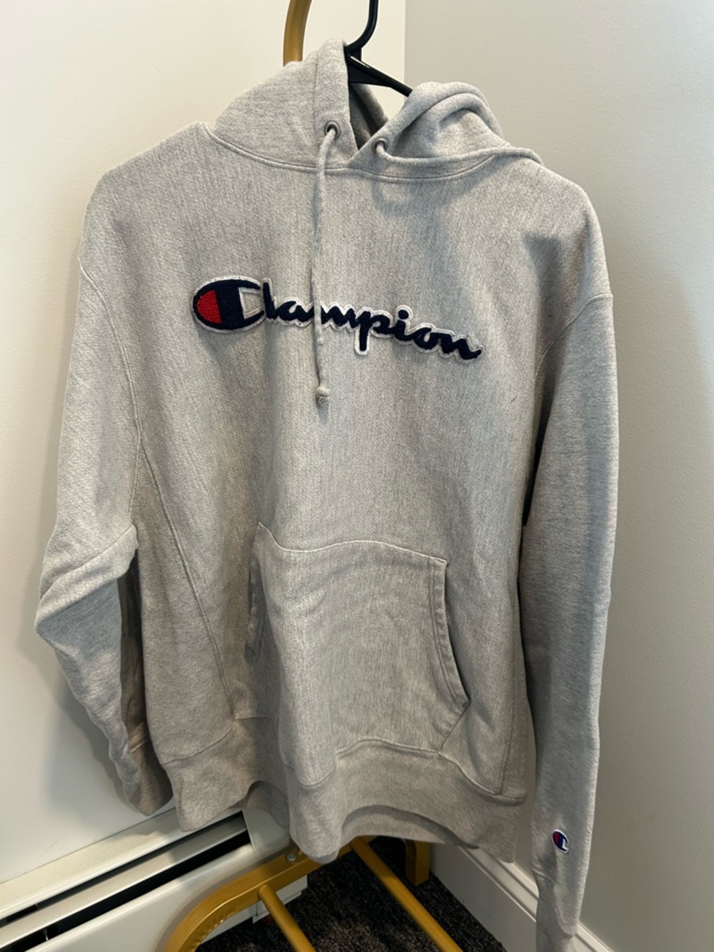 Champion Light Gray Embroidered Script Hoodie